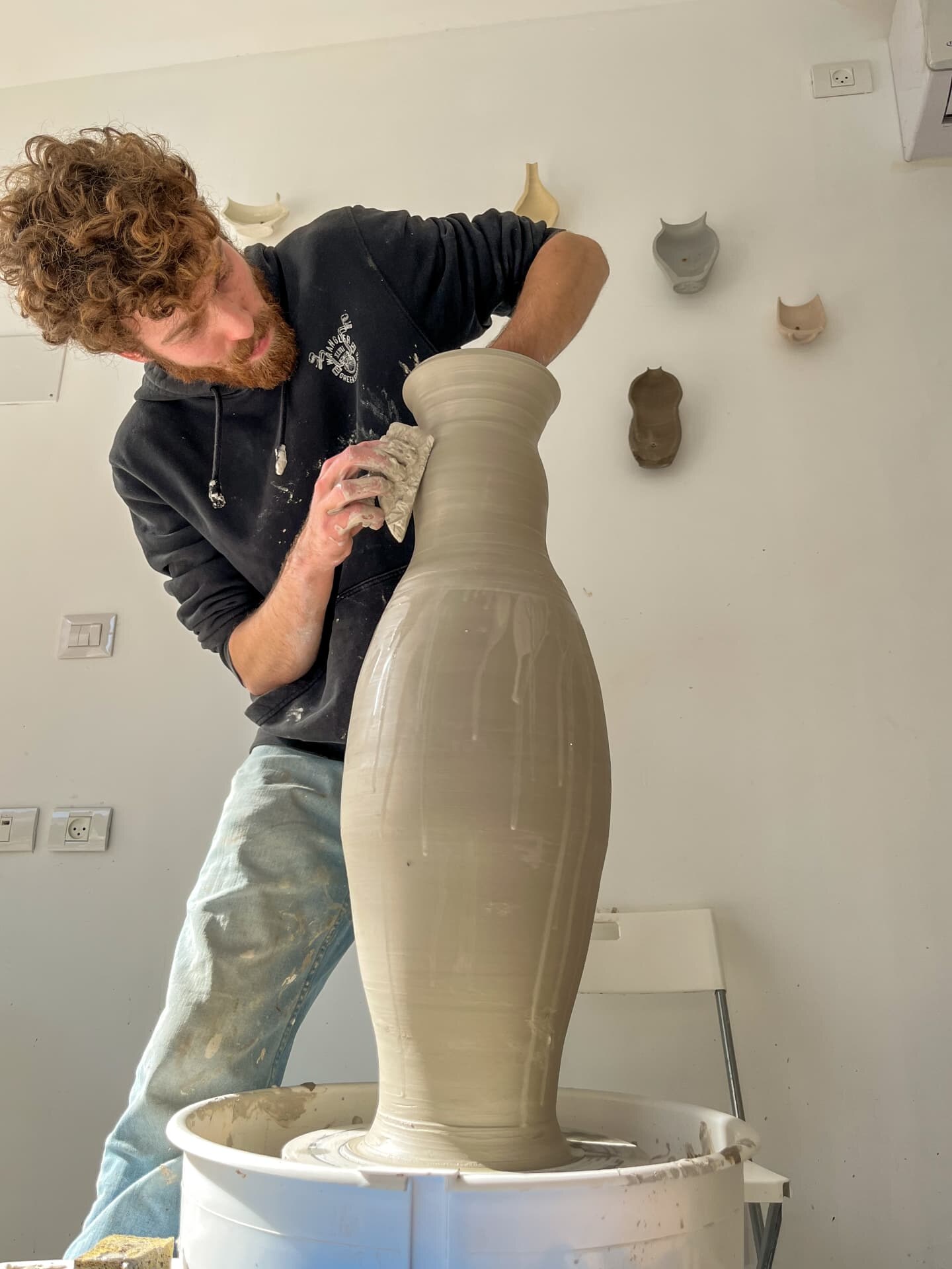 Refining a large thrown vase