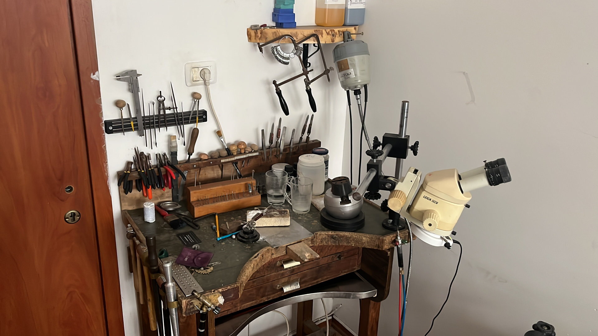 The jeweller's bench with hand tools